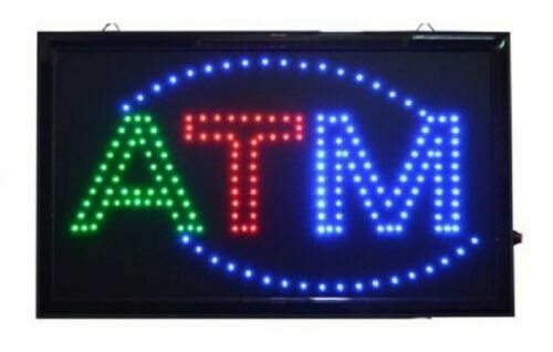 Large Animated Led Atm Led Neon Sign Bright Restaurant Store 21" X 13" #036g