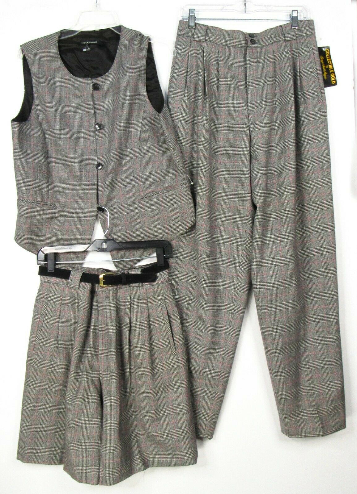 Vintage Giorgio Sant Angelo 3 Piece Suit Set M 30" Waist Vest Culottes Pants
