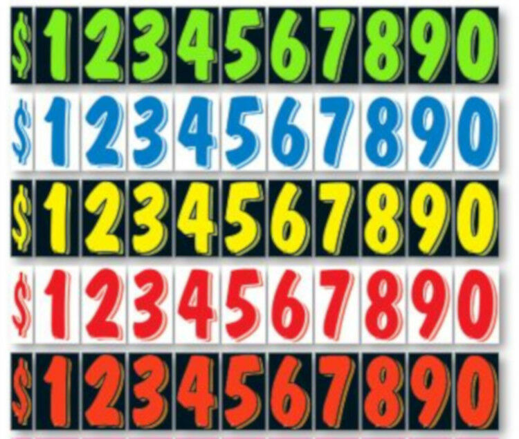 7 1/2 Inch Numbers Windshield Advertising Pricing Stickers Car Dealer You Pick
